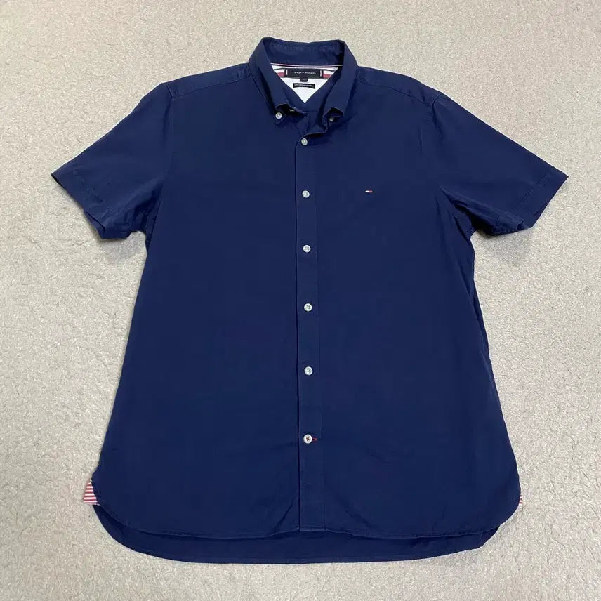 [BUNJANG] Tommy Hilfiger Navy Short Sleeve Shirt L / 타미힐피거 네이비 반팔 셔츠 L