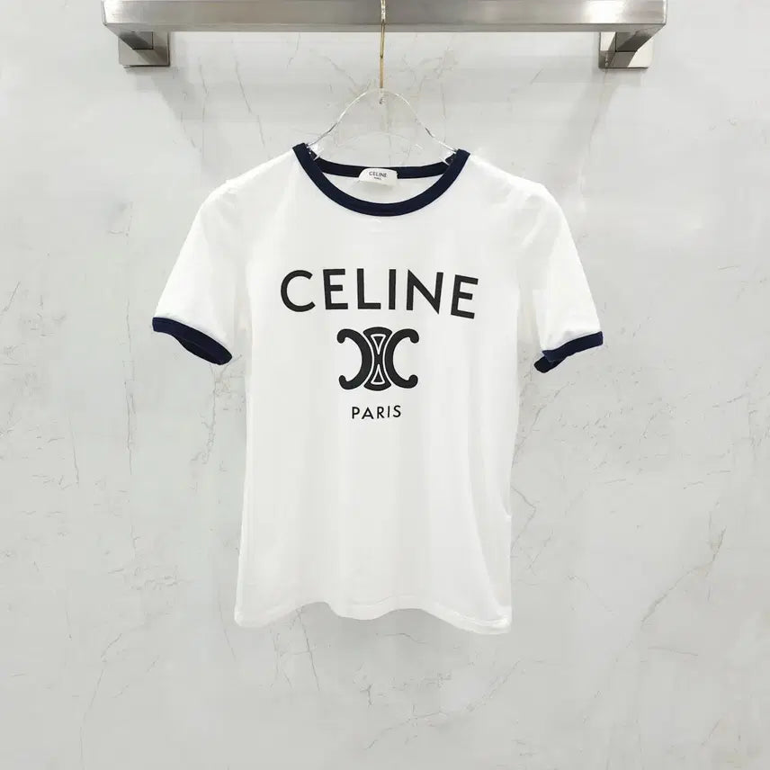 [BUNJANG] Celine White Paris Cotton Short Sleeve T-Shirt XS / XS / 셀린느 화이트 파리스 코튼 반팔 티셔츠 2X872671Q