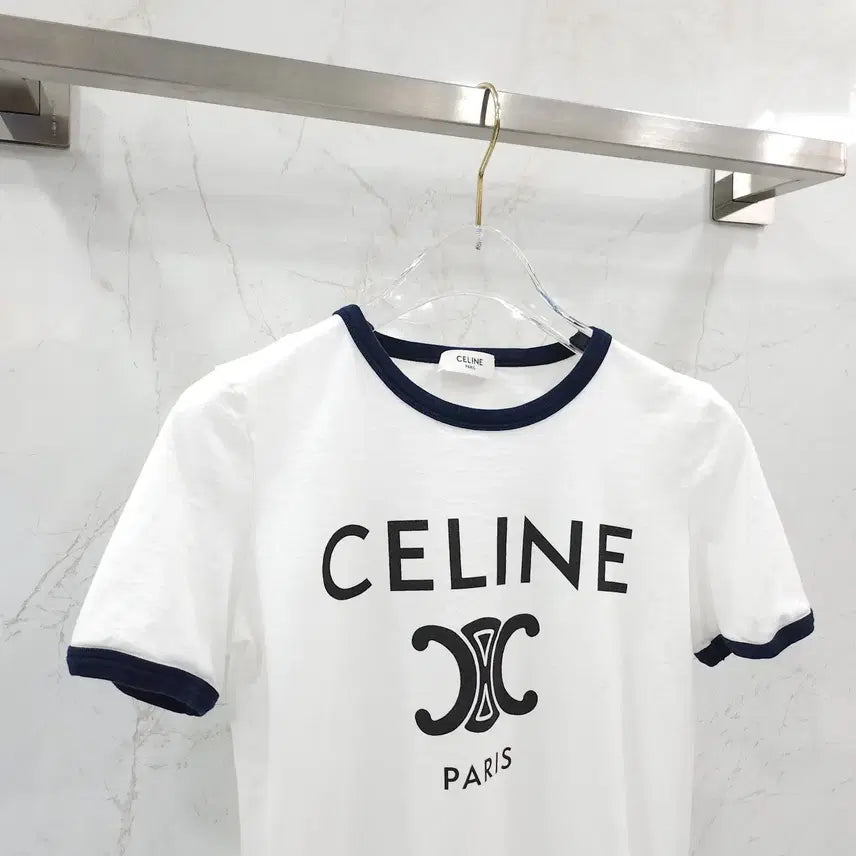 [BUNJANG] Celine White Paris Cotton Short Sleeve T-Shirt XS / XS / 셀린느 화이트 파리스 코튼 반팔 티셔츠 2X872671Q
