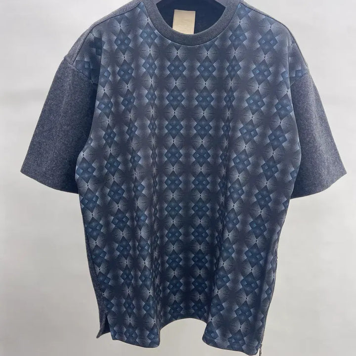 [BUNJANG] Wooyoungmi Woven Mix One-Point Half Sleeve T-Shirt / 우영미  원포인트반팔티셔츠