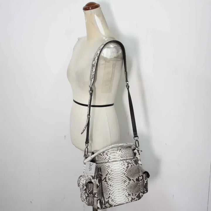 [BUNJANG] KABA STORY Genuine Python Shoulder Bag White / B-10682/KABASTHRIE 정품 여성용 파이톤 숄더백