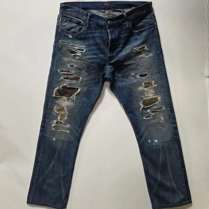 [BUNJANG] Polo Ralph Lauren Camo Layered Distressed Denim Pants / 폴로랄프로렌 카모 레이어드 데미지 데님 팬츠 36 26050821