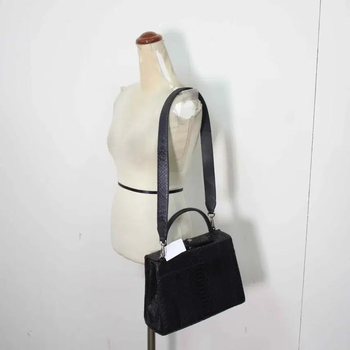 [BUNJANG] Vampi Python Shoulder Bag Navy / B-10683/캐주얼 여성용 뱀피 숄더백
