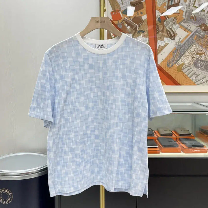 [BUNJANG] Hermès Crewneck Short Sleeve T-Shirt Sky Blue L (H557990) / 에르메스 크루넥 반팔티셔츠 L 스카이블루 H557990