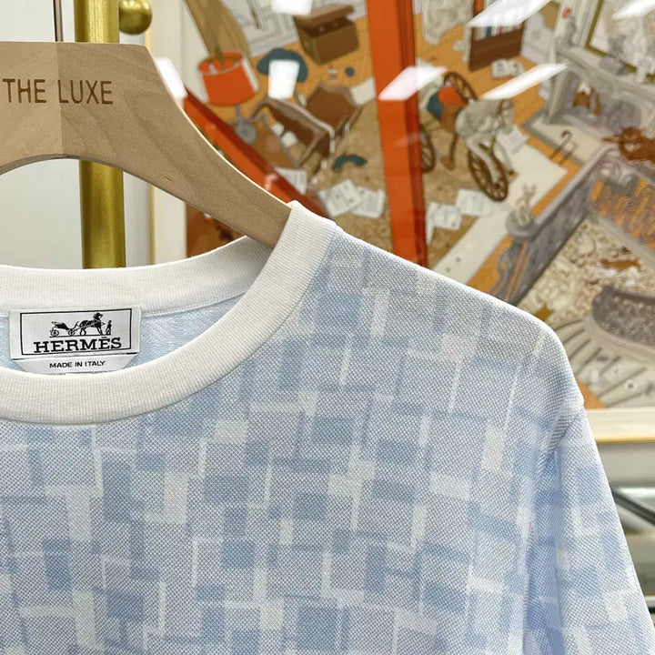 [BUNJANG] Hermès Crewneck Short Sleeve T-Shirt Sky Blue L (H557990) / 에르메스 크루넥 반팔티셔츠 L 스카이블루 H557990