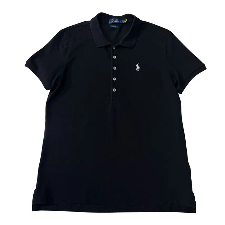 [BUNJANG] Polo Black Short-Sleeve Polo Shirt / 우먼 신형 QR라벨 폴로 블랙 반팔카라티