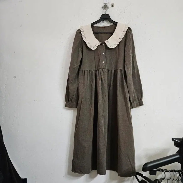 [BUNJANG] Brown Long Sleeve Dress / 카라 롱 원피스 브라운 66