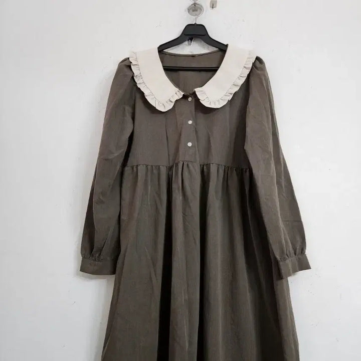 [BUNJANG] Brown Long Sleeve Dress / 카라 롱 원피스 브라운 66