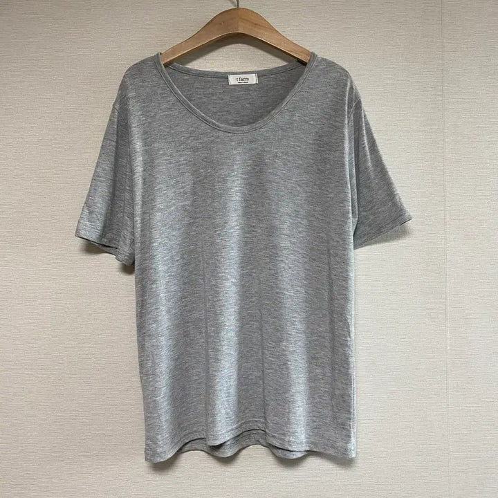 [BUNJANG] T Farm Grey U-Neck Short Sleeve T-Shirt / t farm 회색 유넥 반팔 티셔츠