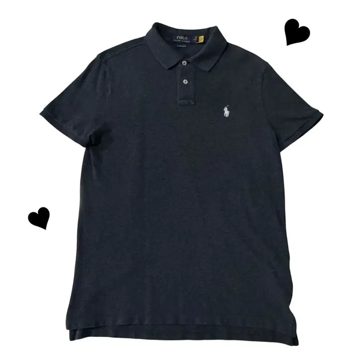 [BUNJANG] Polo Charcoal Short Sleeve Collar T-shirt (New QR Label) / 신형 QR라벨 폴로 차콜 반팔카라티