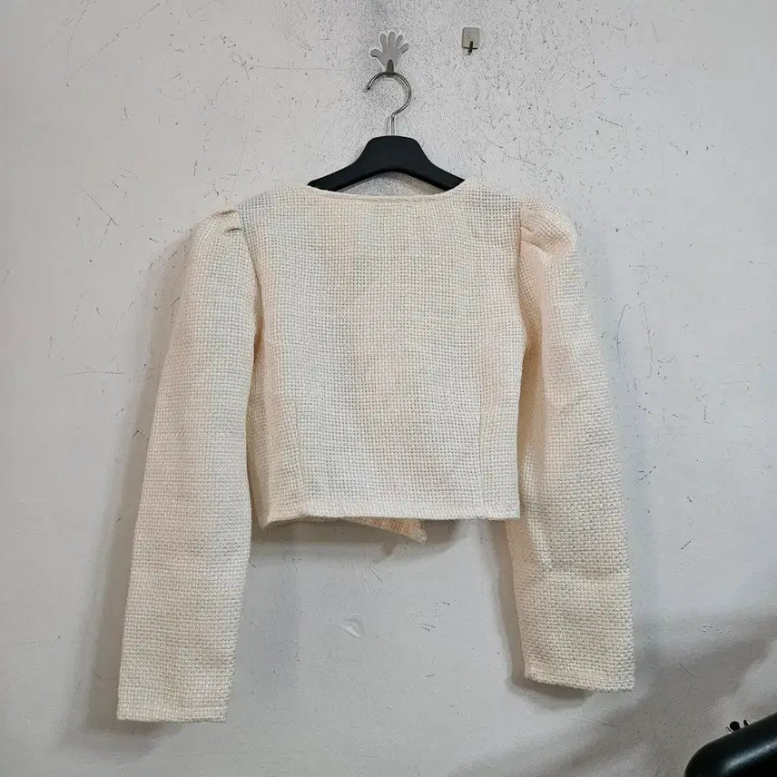 [BUNJANG] Ivory Tweed Cropped Jacket / 아이보리 트위드 크롭 자켓