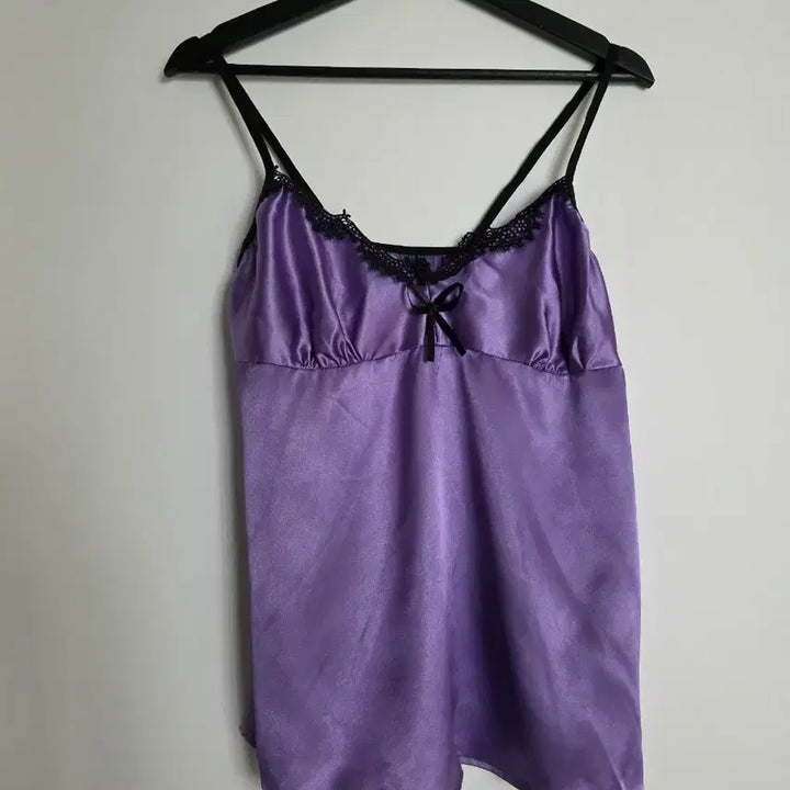 [BUNJANG] Purple Lace Satin Slip Camisole / 퍼플 레이스 새틴 슬립 나시