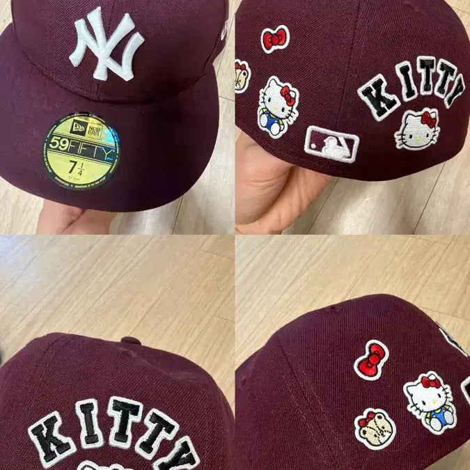 [BUNJANG] New Era 59FIFTY Yankees Burgundy 7 1/4 Custom / 뉴에라 59FIFTY 양키스 버건디 7 1/4 키티커스텀