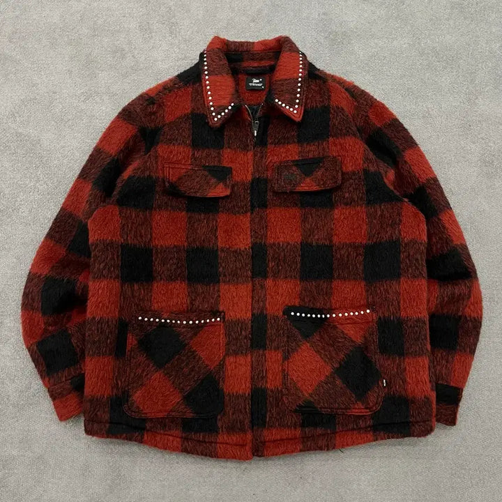 [SOLD OUT] M 파타 모헤어 텍스쳐 체크 스터드 자켓