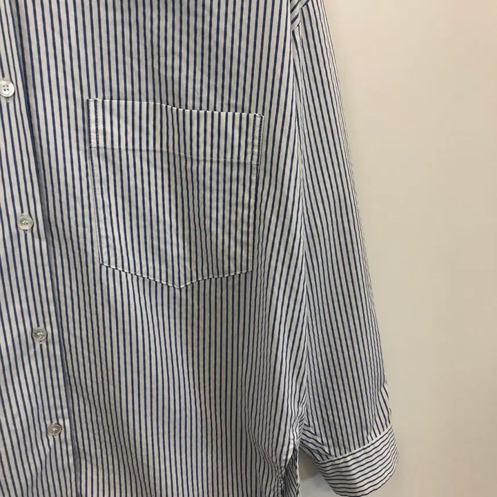 [BUNJANG] Studio Tomboy Oversized Stripe Shirt Blue / 스튜디오톰보이 오버 스트라이프셔츠 FREE