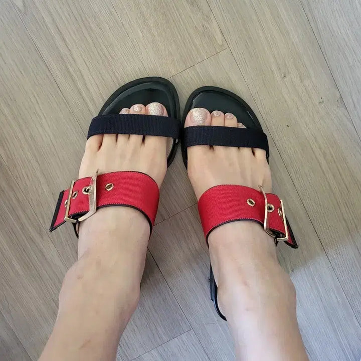 [BUNJANG] Love Barbara Sandal Black/Red Buckle / 러브바바라 샌들 블랙/레드 버클