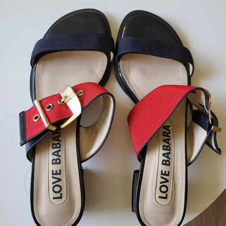 [BUNJANG] Love Barbara Sandal Black/Red Buckle / 러브바바라 샌들 블랙/레드 버클