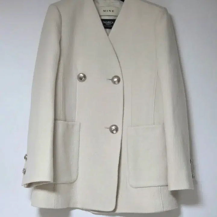 [BUNJANG] MINE Collarless Double Button Jacket (Size 55) / 정가 96만 5천원! 마인 MINE 칼라리스 더블 버튼 자켓 (55)