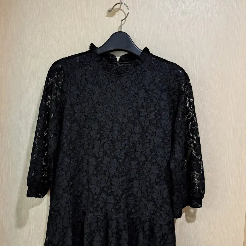 [BUNJANG] Black Lace Dress - Size 66 (5-Sleeve) / 레이스 블랙 원피스 5부사이즈66