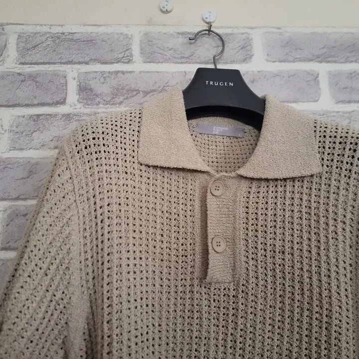 [BUNJANG] 8SECONDS Beige Short Sleeve Collar Knit L / 에잇세컨즈 베이지 반팔 카라니트L/알뜰한여우