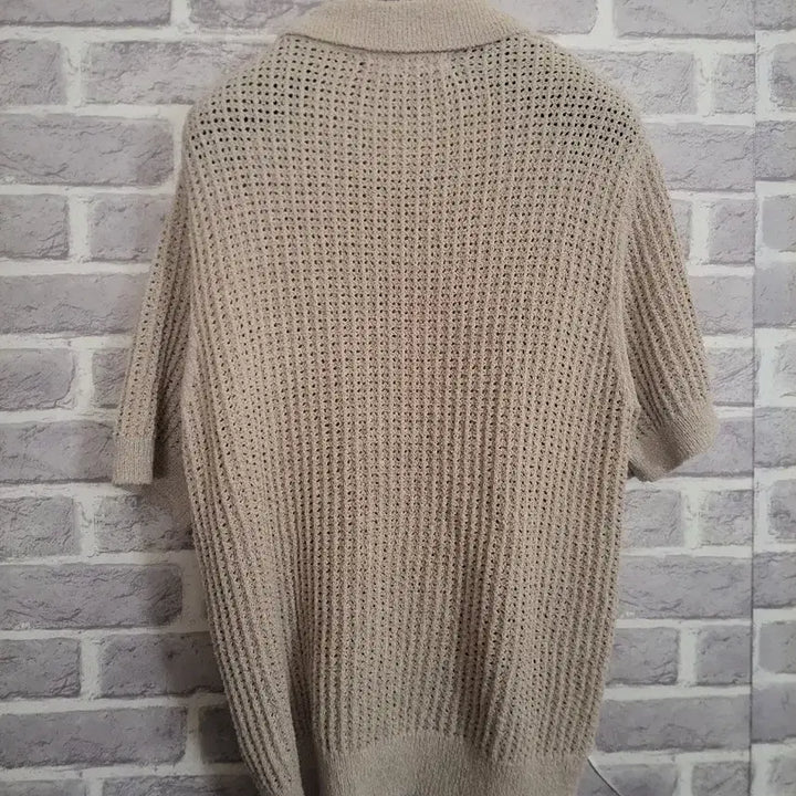 [BUNJANG] 8SECONDS Beige Short Sleeve Collar Knit L / 에잇세컨즈 베이지 반팔 카라니트L/알뜰한여우