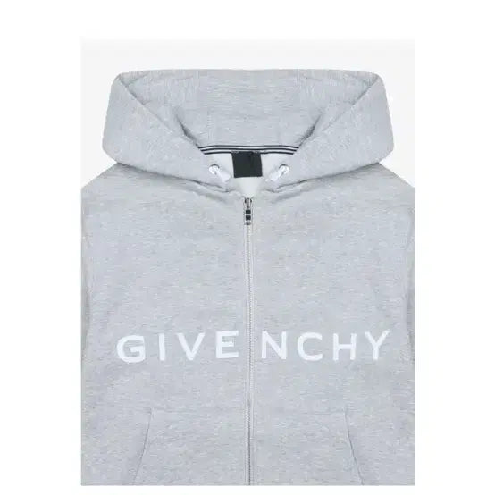 [BUNJANG] Givenchy Grey Logo Signature Pattern Zip-Up Hoodie / 지방시 그레이 후드집업
