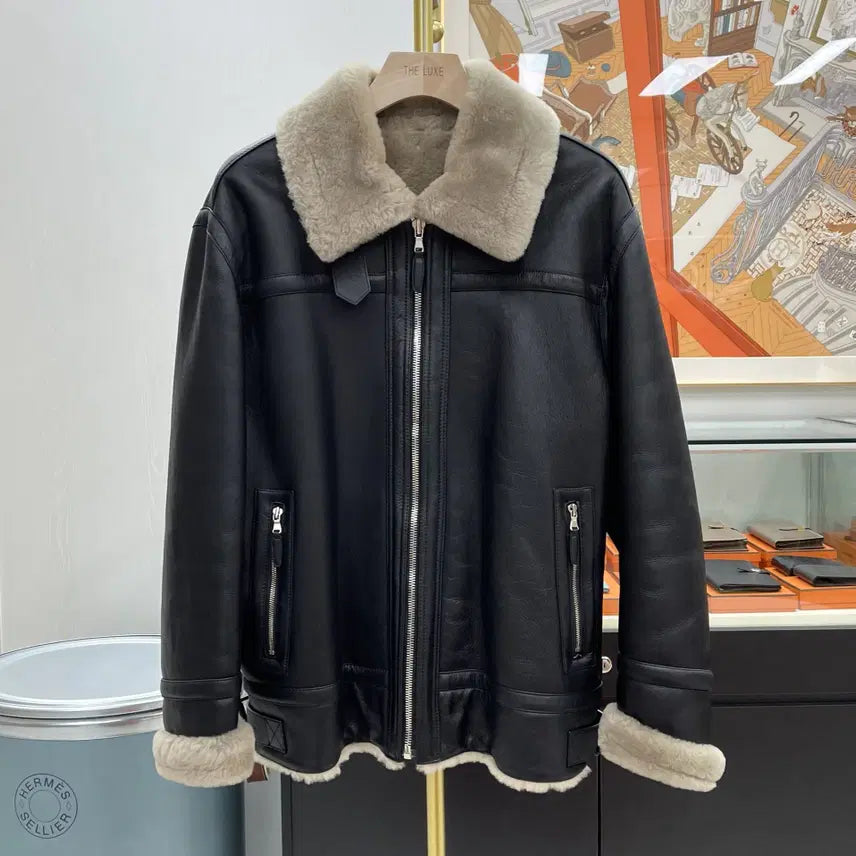[BUNJANG] System Homme Real Leather Mustang Black Size 105 / 시스템 옴므 리얼레더 무스탕 블랙 105