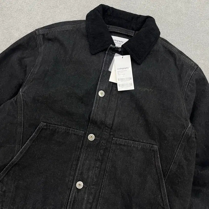 [BUNJANG] Code Graphy Corduroy Collar Denim Work Jacket / M 새상품 코드그라피 코듀로이 카라 데님 워크자켓