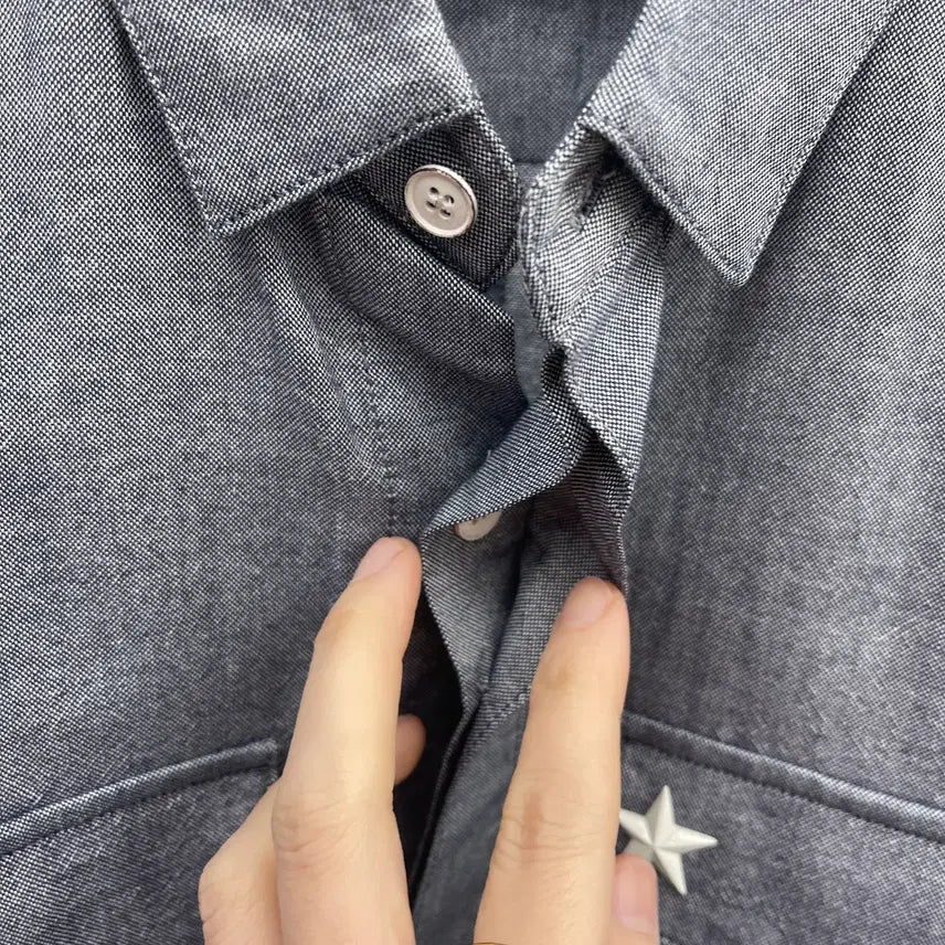 [BUNJANG] Solid Homme Denim-Like Long Sleeve Shirt / 솔리드 옴므 긴팔셔츠