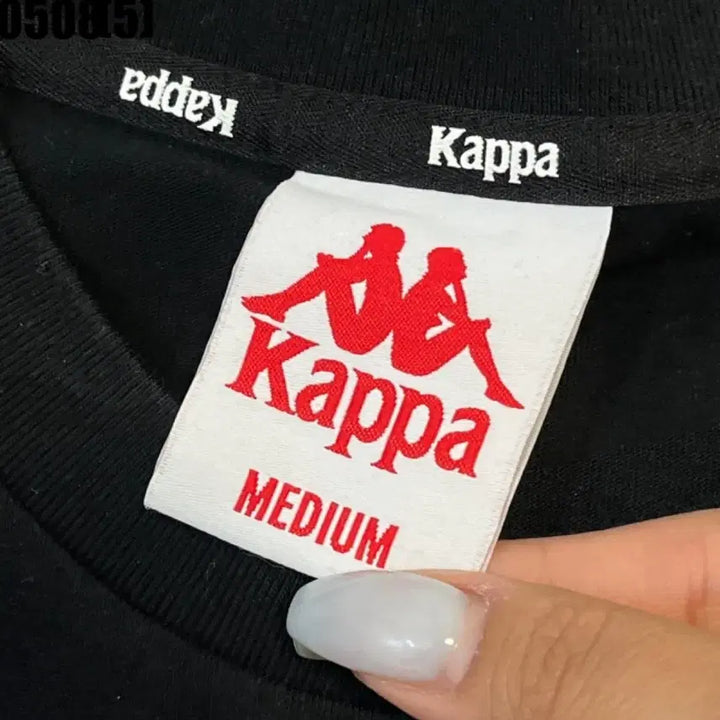[BUNJANG] Kappa Black Short Sleeve T-Shirt Gradient Logo / 카파 블랙 반팔 티셔츠 그라데이션 로고