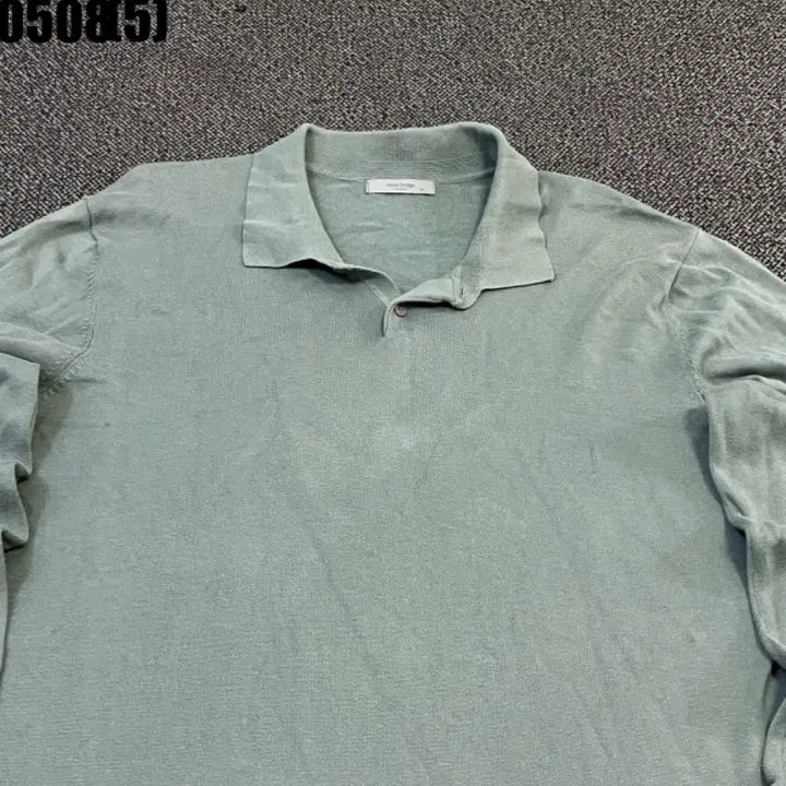 [BUNJANG] Mind Bridge Long Sleeve Collar Knit T-Shirt Mint / 마인드브릿지 긴팔 카라 니트 티셔츠 민트색
