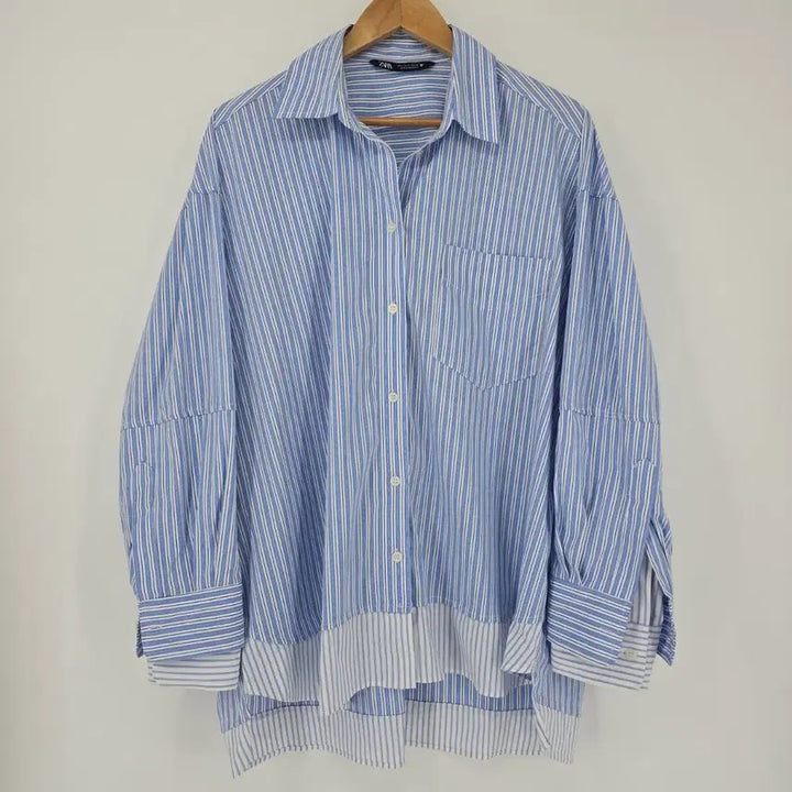 [BUNJANG] ZARA Striped Double Sleeve Shirt (L) / ZARA 스트라이프 이중소매 셔츠 L사이즈