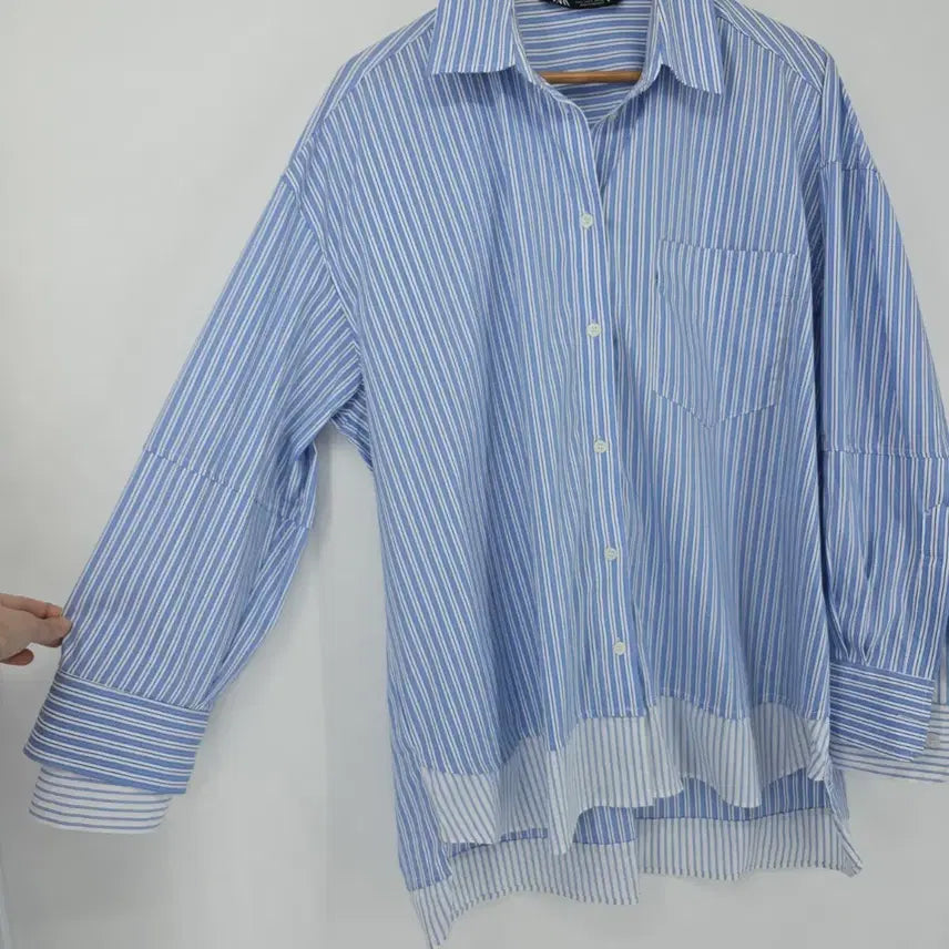 [BUNJANG] ZARA Striped Double Sleeve Shirt (L) / ZARA 스트라이프 이중소매 셔츠 L사이즈