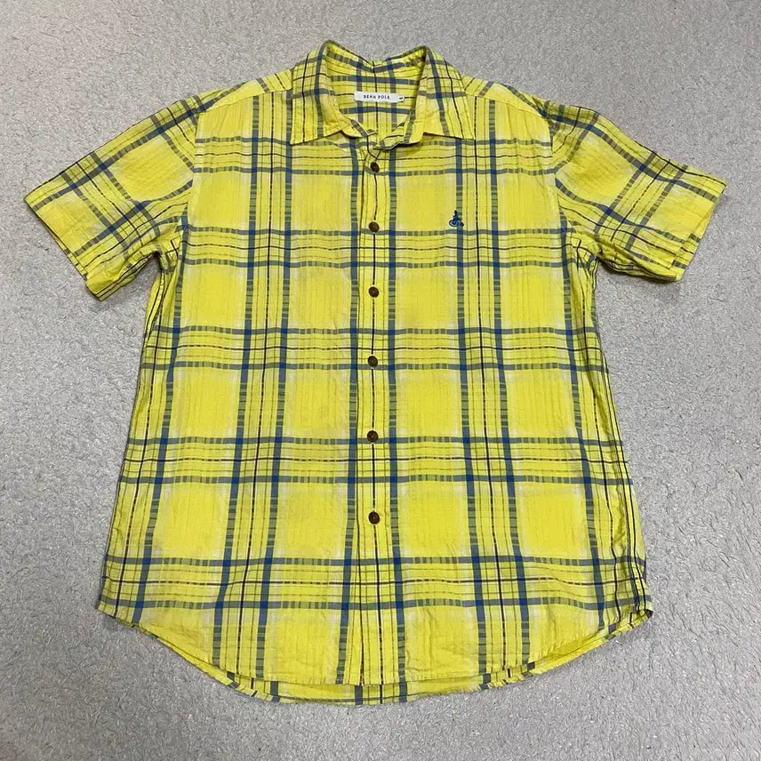 [BUNJANG] Beanpole Yellow Check Short-Sleeve Shirt 100 / 빈폴 옐로우 체크 반팔 셔츠 100