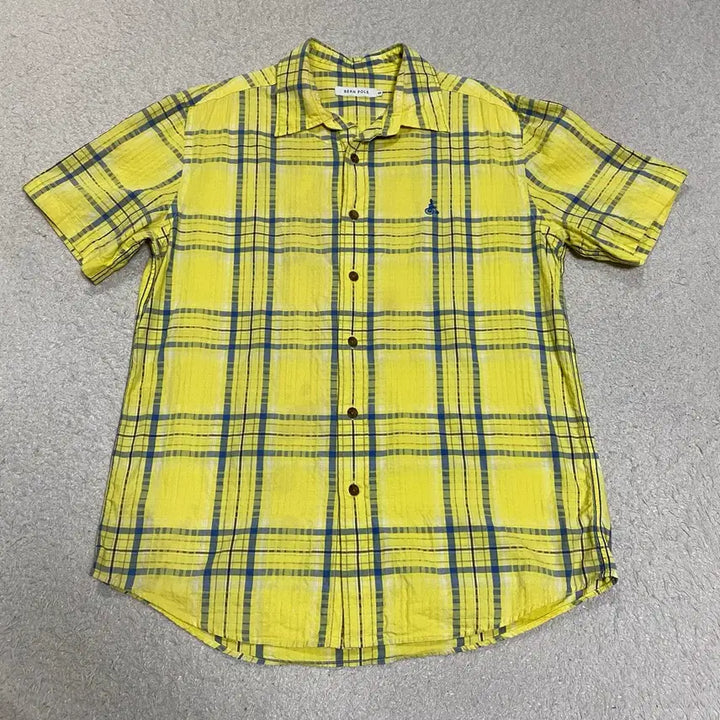 [BUNJANG] Beanpole Yellow Check Short-Sleeve Shirt 100 / 빈폴 옐로우 체크 반팔 셔츠 100