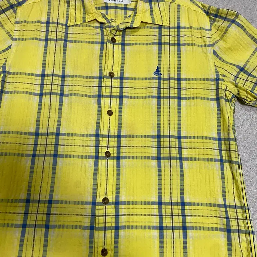[BUNJANG] Beanpole Yellow Check Short-Sleeve Shirt 100 / 빈폴 옐로우 체크 반팔 셔츠 100