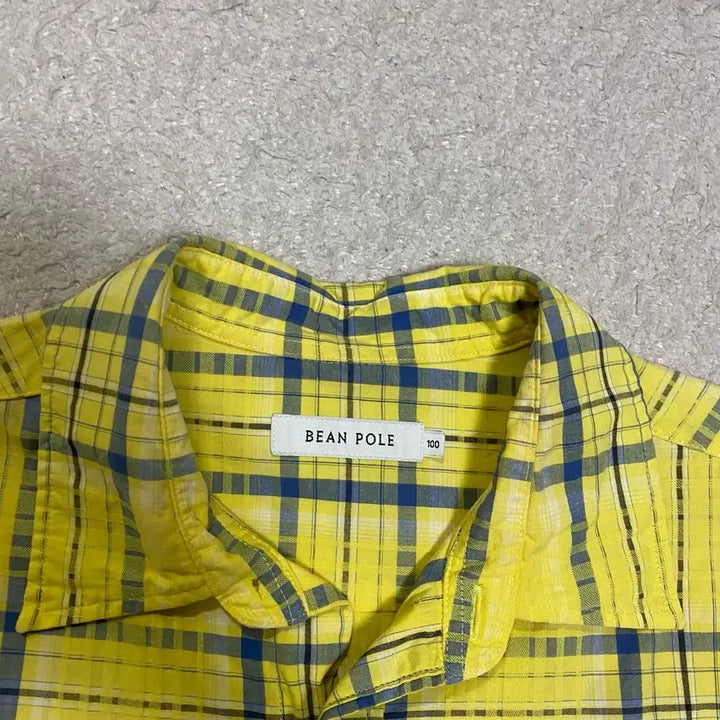 [BUNJANG] Beanpole Yellow Check Short-Sleeve Shirt 100 / 빈폴 옐로우 체크 반팔 셔츠 100