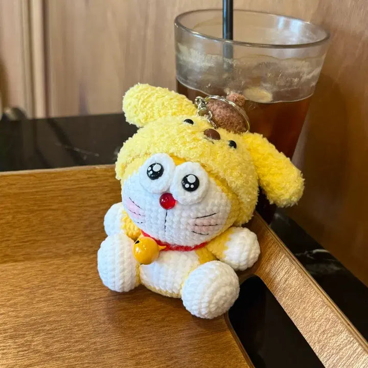 [BUNJANG] Doraemon Hand-Knitted Plush Keychain / 도라에몽 손뜨개 인형  키링 사무실 장식품 가능 개당 가격 3종