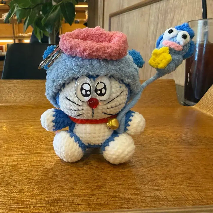 [BUNJANG] Doraemon Hand-Knitted Plush Keychain / 도라에몽 손뜨개 인형  키링 사무실 장식품 가능 개당 가격 3종