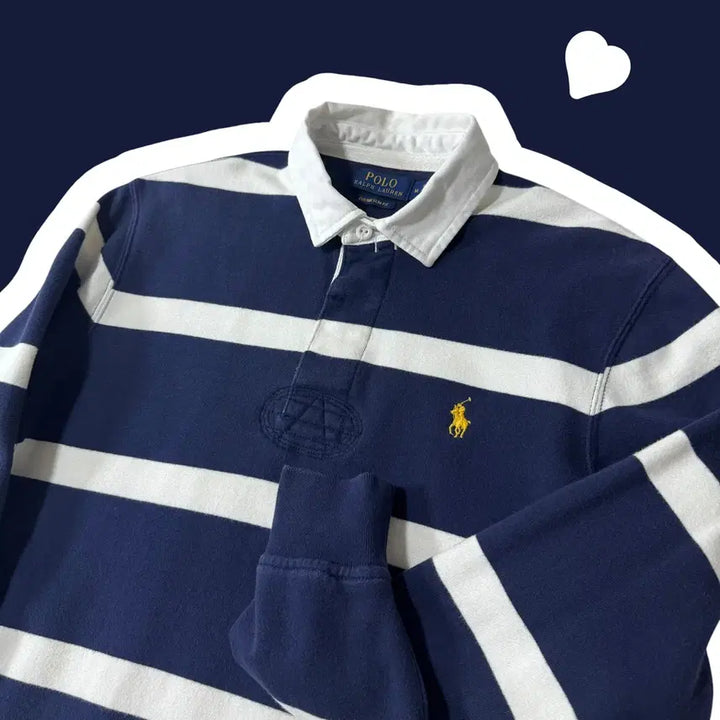 [BUNJANG] Polo Striped Rugby T-Shirt (New QR Label) / 신형 QR라벨 폴로 단가라 럭비티셔츠