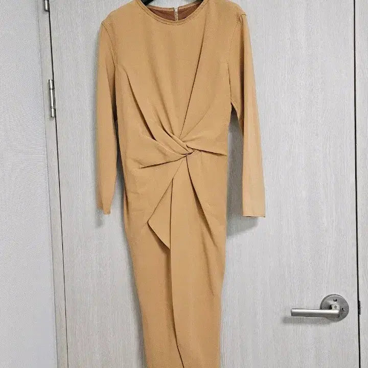 [BUNJANG] Lanvin Collection Beige Shirring Draping Long Dress (Size 55) / (새상품) 랑방 컬렉션 베이지 셔링 드레이핑 롱 원피스 55