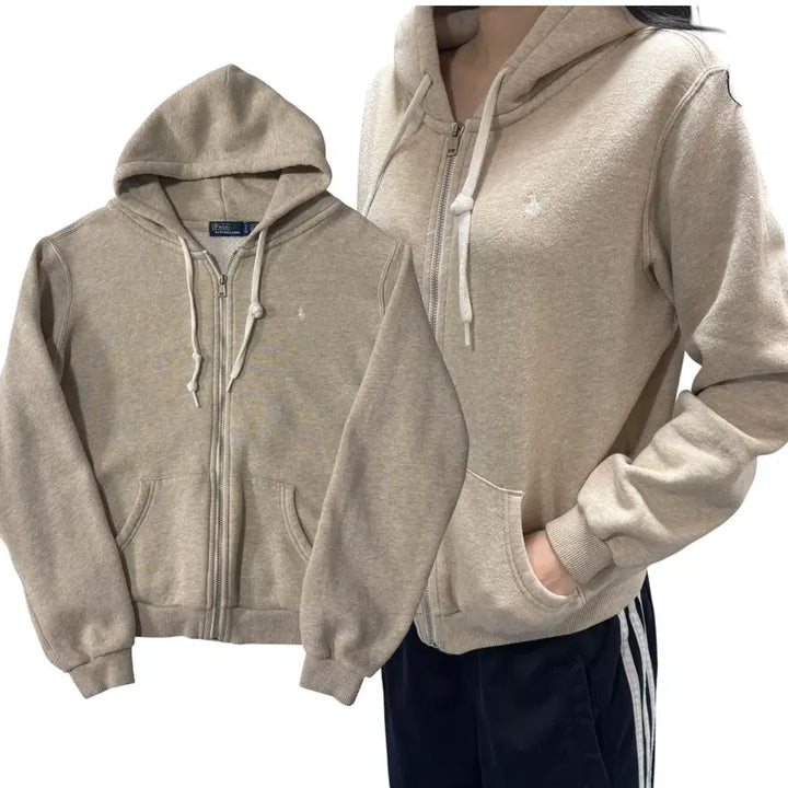 [BUNJANG] Polo New QR Label Oatmeal Hoodie / 신형 QR라벨 폴로 오트밀 후드집업