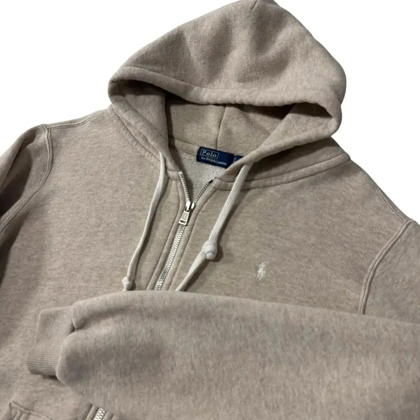 [BUNJANG] Polo New QR Label Oatmeal Hoodie / 신형 QR라벨 폴로 오트밀 후드집업
