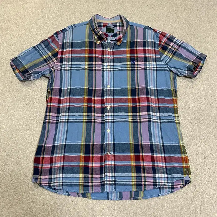 [BUNJANG] Henry Cotton Linen Check Short Sleeve Shirt 110 / 헨리코튼 린넨 반팔 셔츠 체크 110