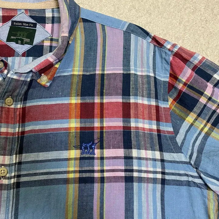[BUNJANG] Henry Cotton Linen Check Short Sleeve Shirt 110 / 헨리코튼 린넨 반팔 셔츠 체크 110