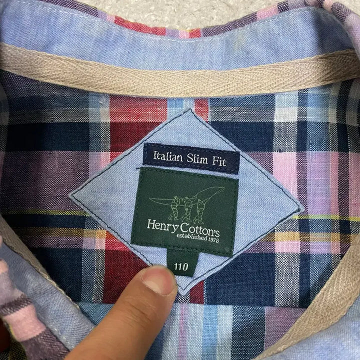 [BUNJANG] Henry Cotton Linen Check Short Sleeve Shirt 110 / 헨리코튼 린넨 반팔 셔츠 체크 110