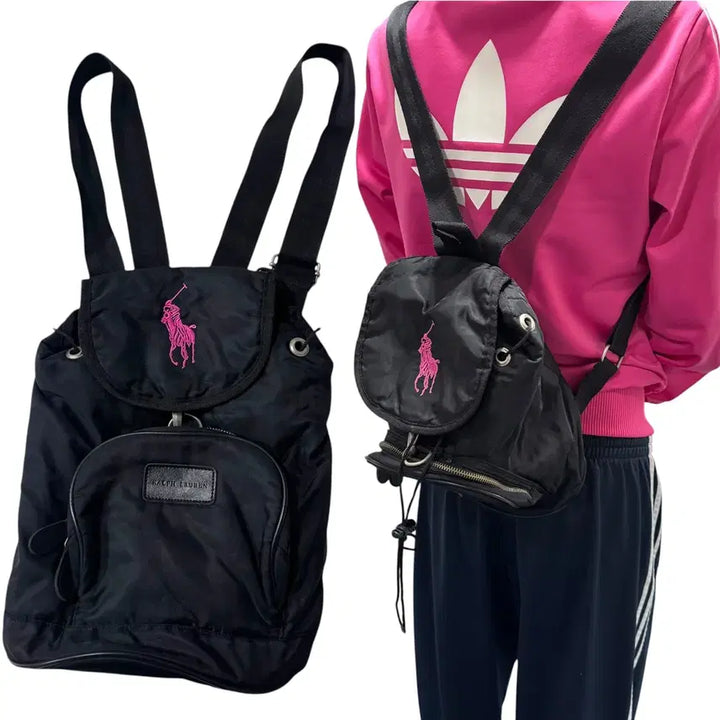 [BUNJANG] Polo Ralph Lauren Pink Big Pony Mini Drawstring Backpack / 폴로 랄프로렌 핑크 빅포니 미니 복조리백팩