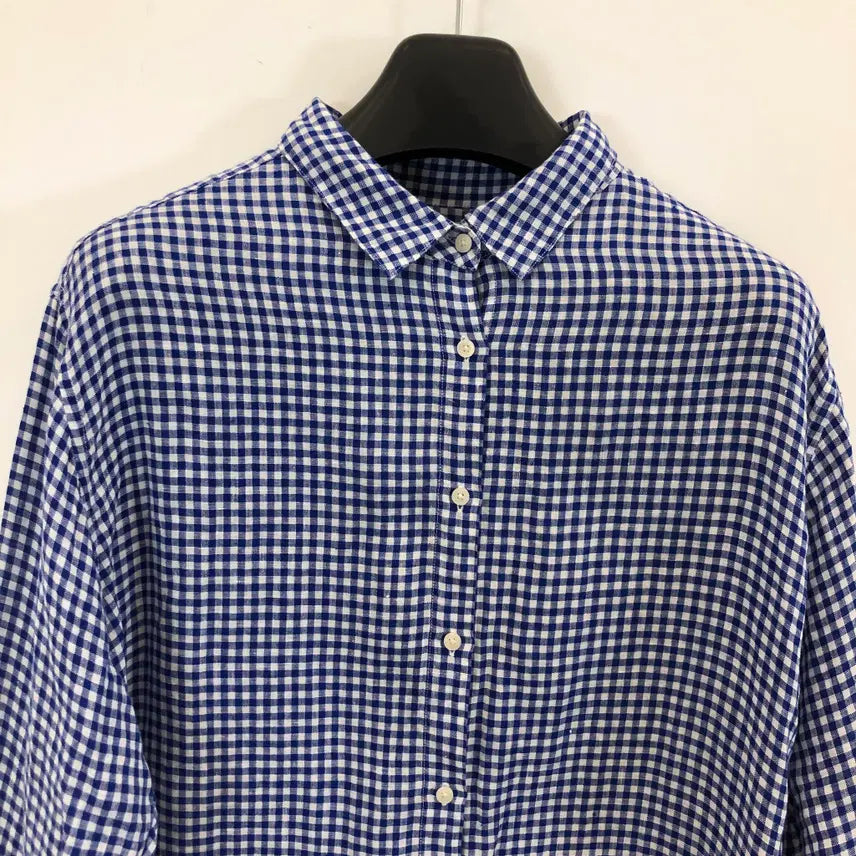 [BUNJANG] Uniqlo Premium 100% Linen Gingham Shirt Women&