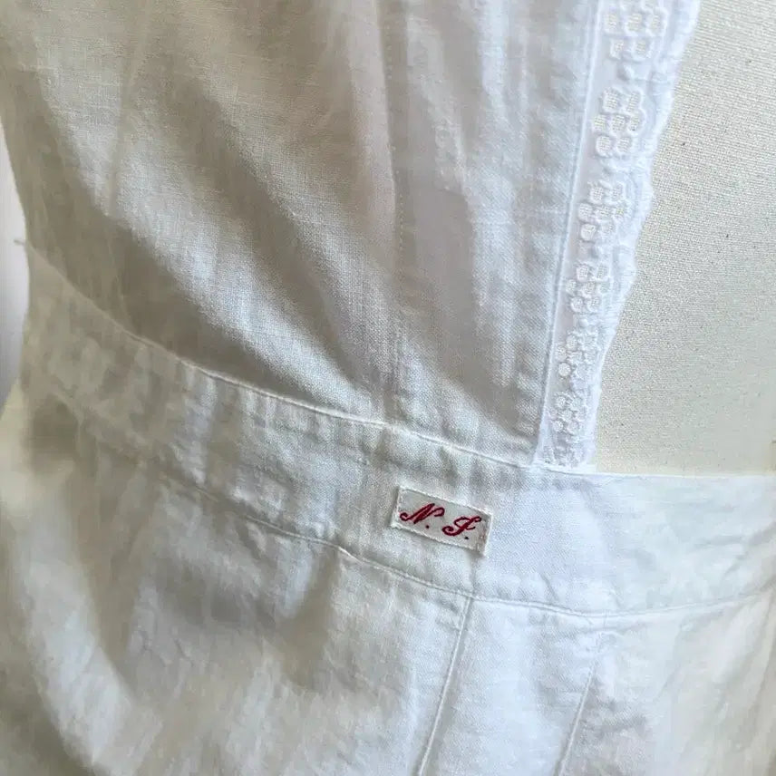 [BUNJANG] French Vintage White Cotton Lace Apron / 프랑스 빈티지 화이트 앞치마