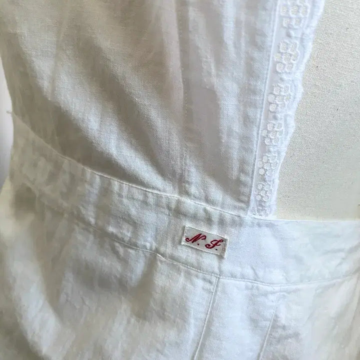 [BUNJANG] French Vintage White Cotton Lace Apron / 프랑스 빈티지 화이트 앞치마